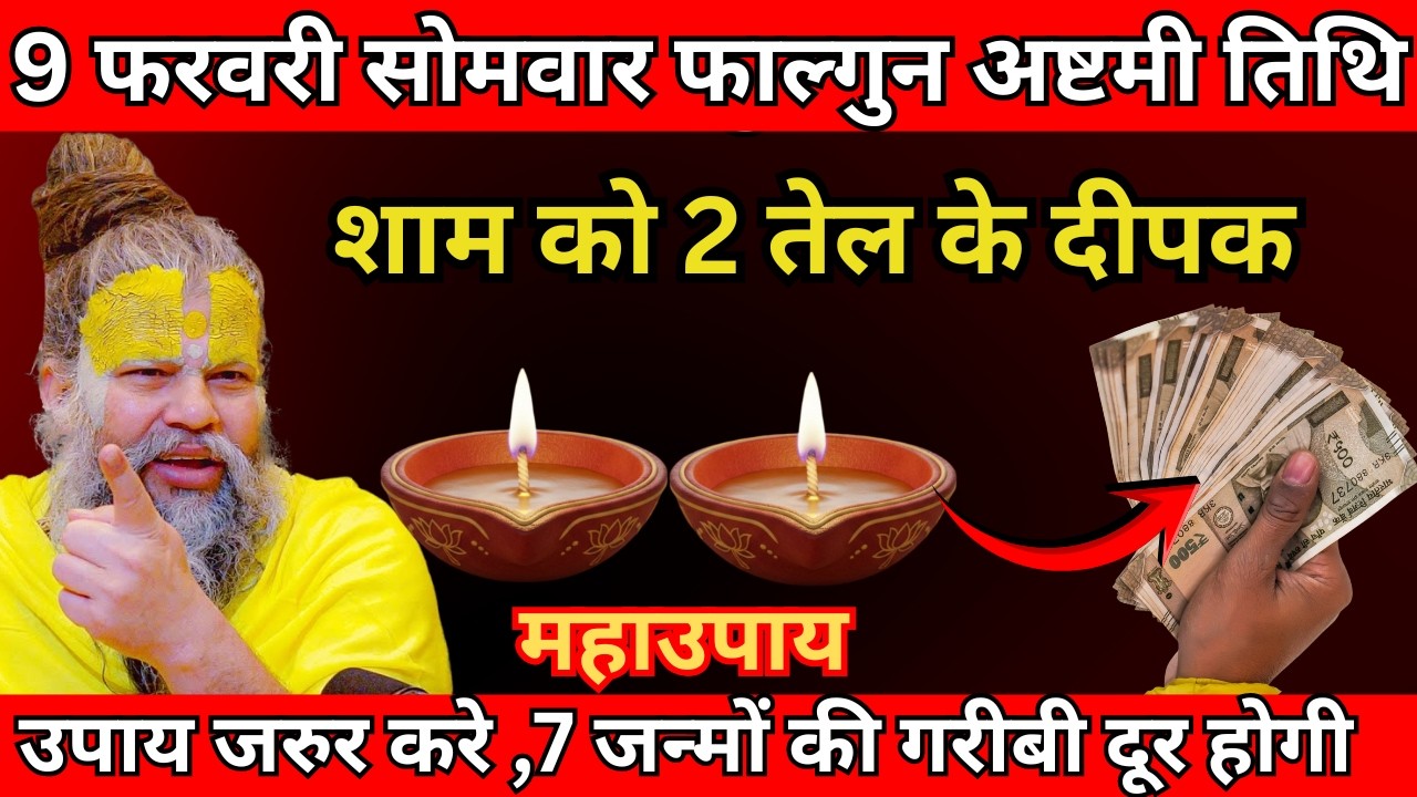 9 फरवरी सोमवार फाल्गुन अष्टमी तिथि की रात 2 दीपक वाला उपाय जरुर करे | Premanand ji maharaj