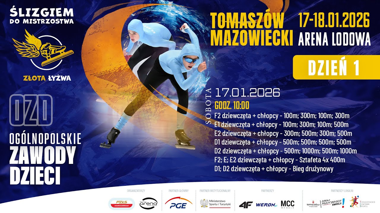 Ogólnopolskie Zawody Dzieci w łyżwiarstwie szybkim - Tomaszów Maz. / LIVE / Dzień 1 [17.01.2026]