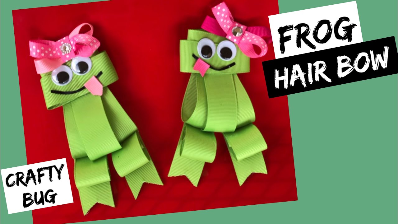 FROG HAIR CLIP tutorial; Froggy hair bow; ribbon frog; animal hair bows; how to make; DIY