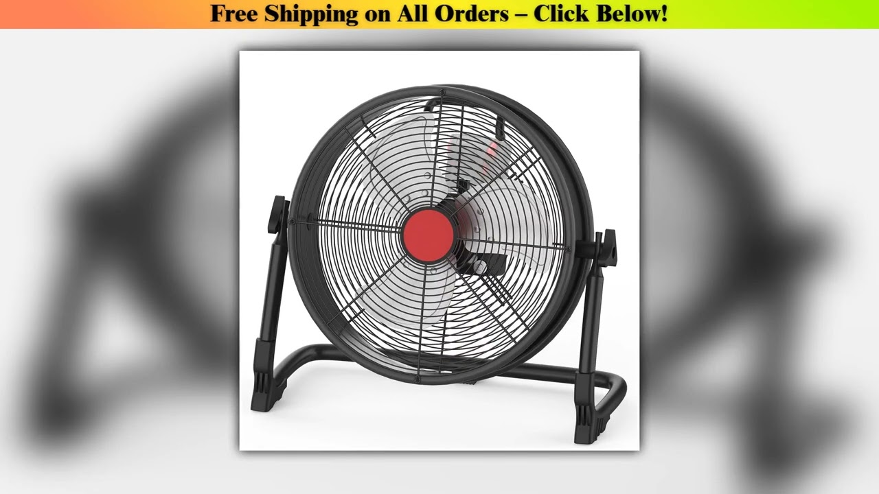 12Inch 100% Copper Wire DC Brushless Motor 12V Heavy Duty Floor Fan 4-Speed Air Circulator High