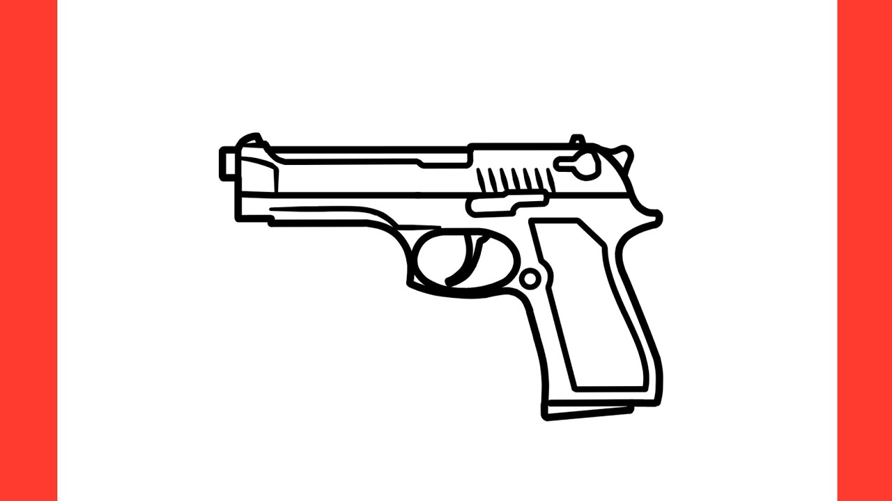 How to draw a BERETTA M92 PISTOL / drawing p92 gun from PUBG