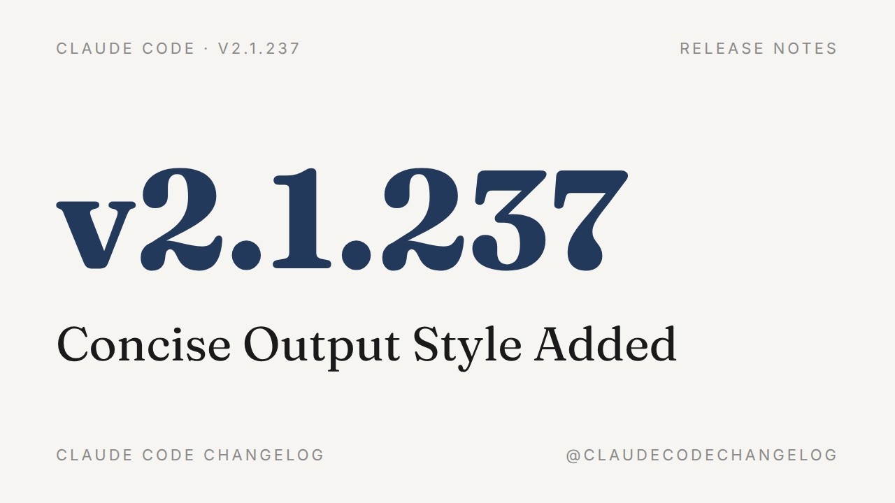 Claude Code v2.1.237 &mdash; Concise Output Style Added