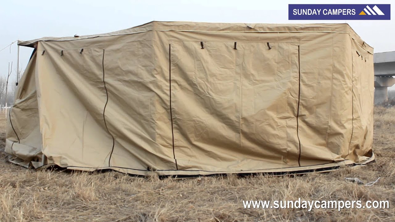 set up fox awning changing room