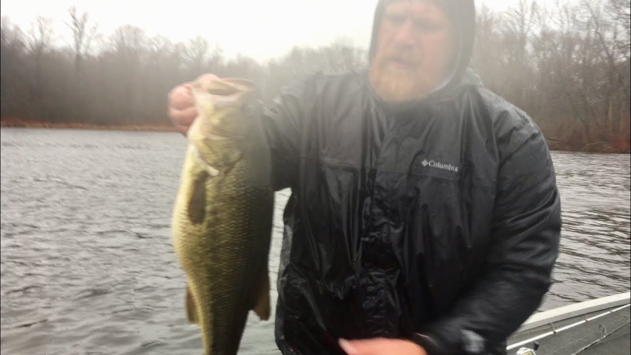 Huge Bass Caught While Fishing In Tough Conditions