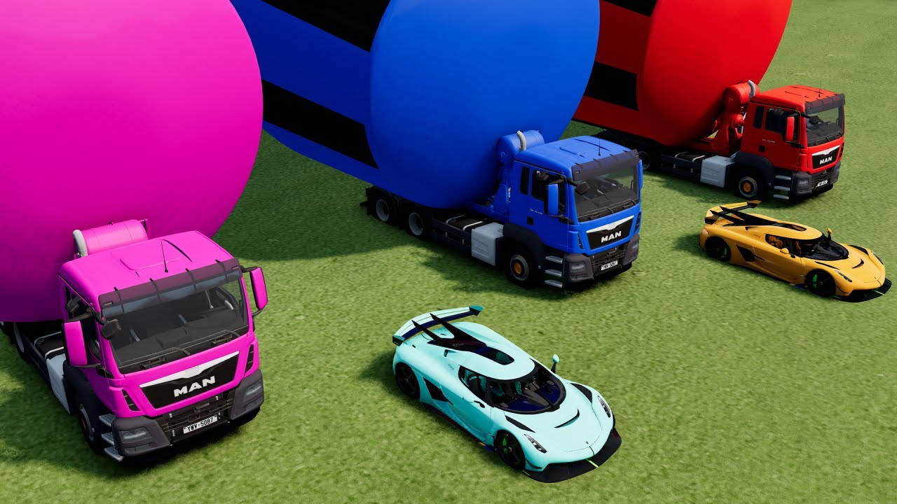 DESTROYING MAN TRUCKS Cement Mixer & SPORT CARS | Obstacle Course – BeamNG.Drive