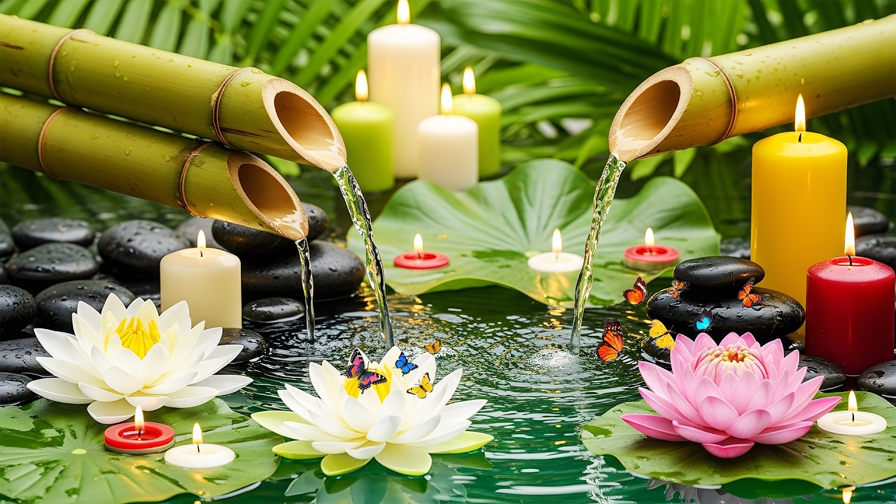 Relaxing Sleep Music + Bamboo Water Sounds 🌿 Deep Healing, Meditation, Mind Body and Deep Sleep