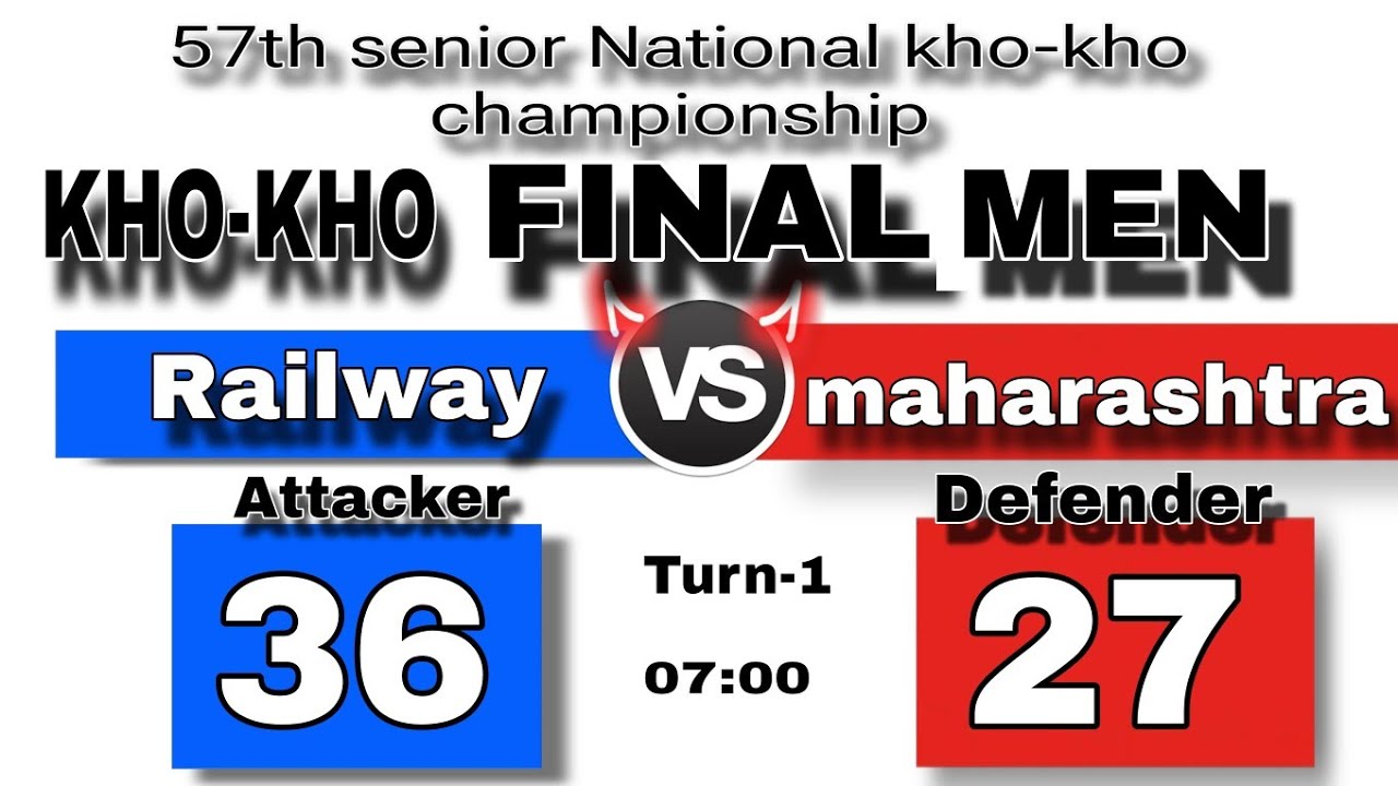 Railway vs maharashtra final match turn-1 men session 57th Senior National kho-kho championship