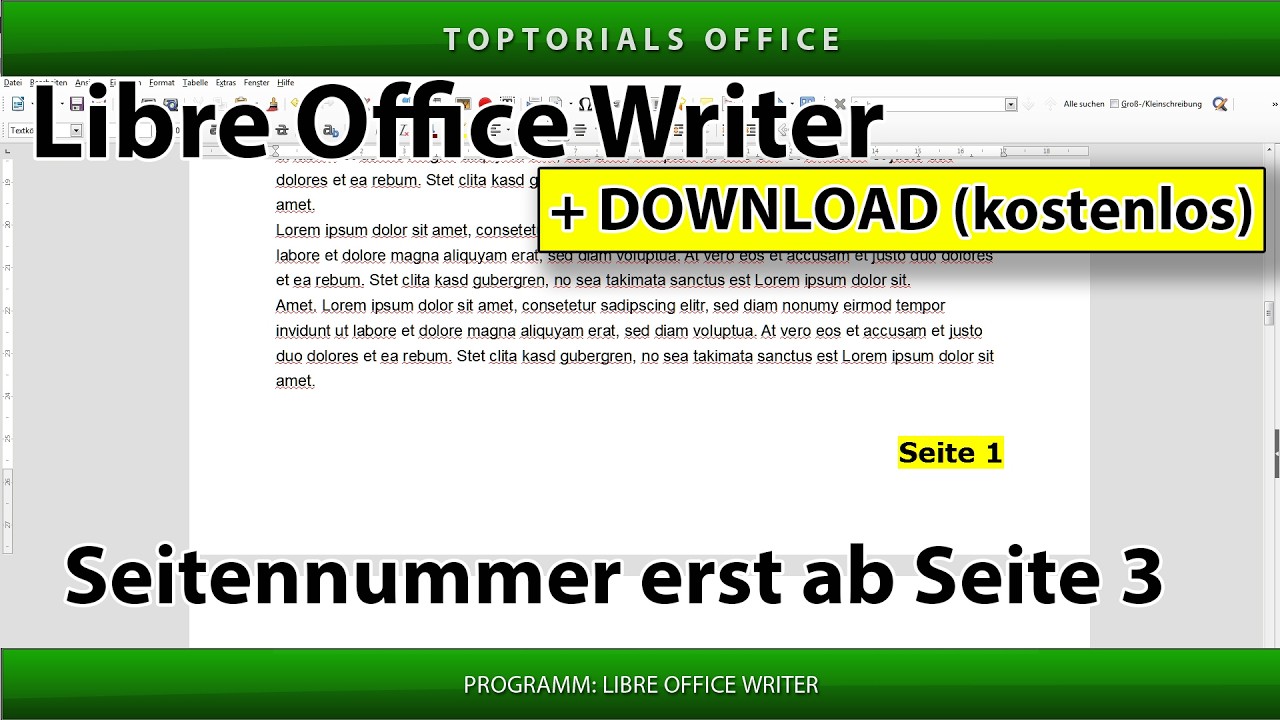 Seitennummerierung erst ab Seite 3 beginnen (Libre Office Writer)