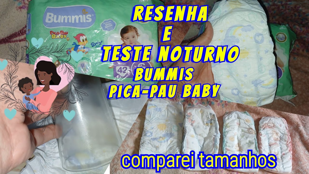Resenha e teste noturno/Fralda Bummis Pica-Pau Baby😊 Comparei tamanhos de fraldas
