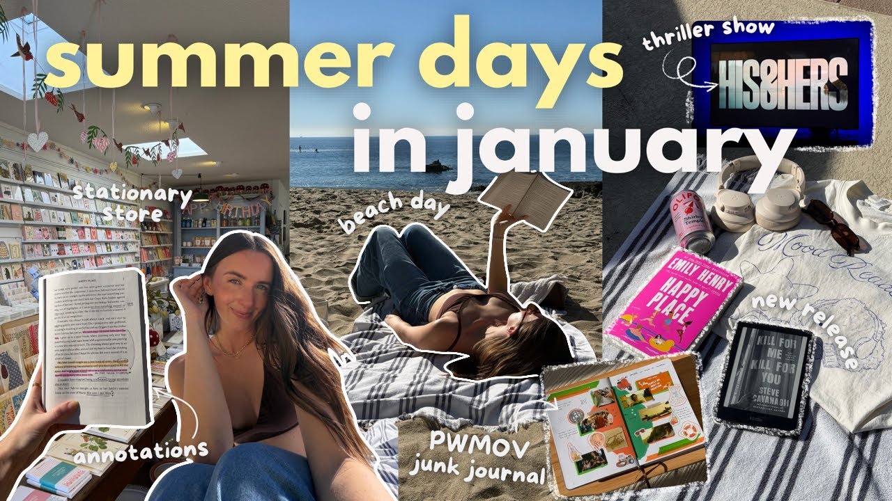 a *productive* reading vlog✨ (beach day🌊, rereading happy place💕, new release thriller🎧, and more)