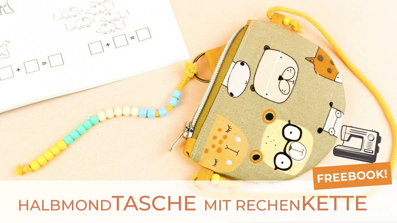 Halbmondtasche mit Rechenkette für Schulkinder nähen ♥