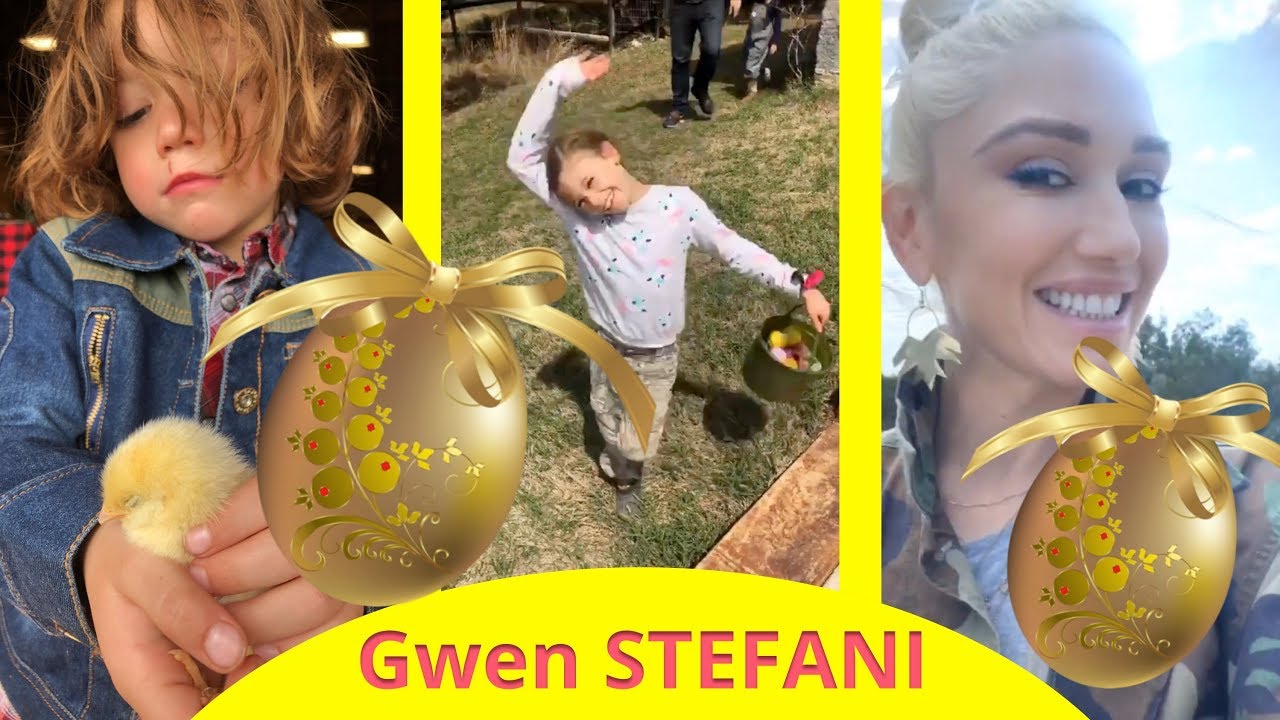 Gwen Stefani with Blake Shelton and her family for Easter !