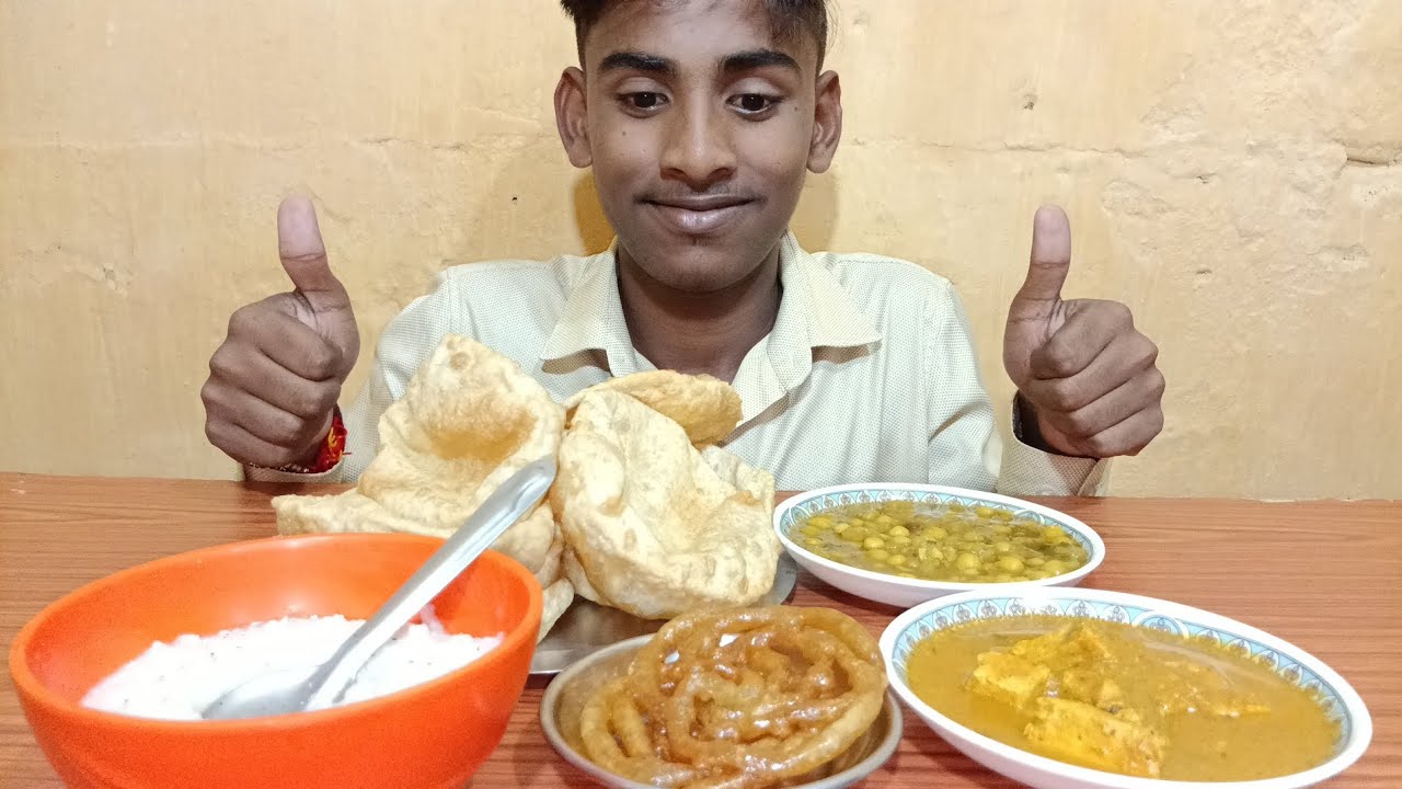 Bigbite Eating With Puri ,Chola , Paneer Ka Sabji , Khir And Jalebi #rekhakhaokhao   