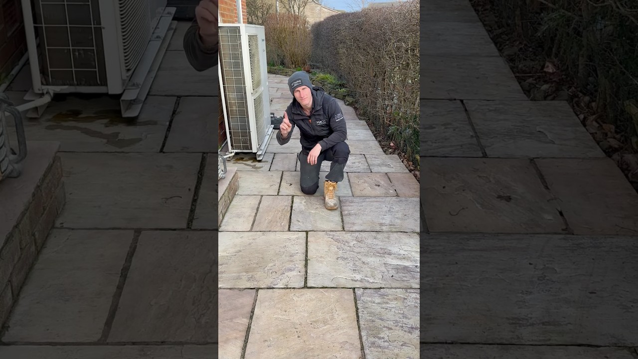 How to re grout your patio! #landscaping #patiocleaning #powerwashing #gardentransformation