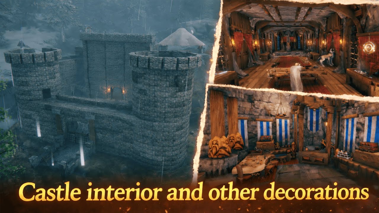 🏰 Castle Interior & Decorations | Valheim Live