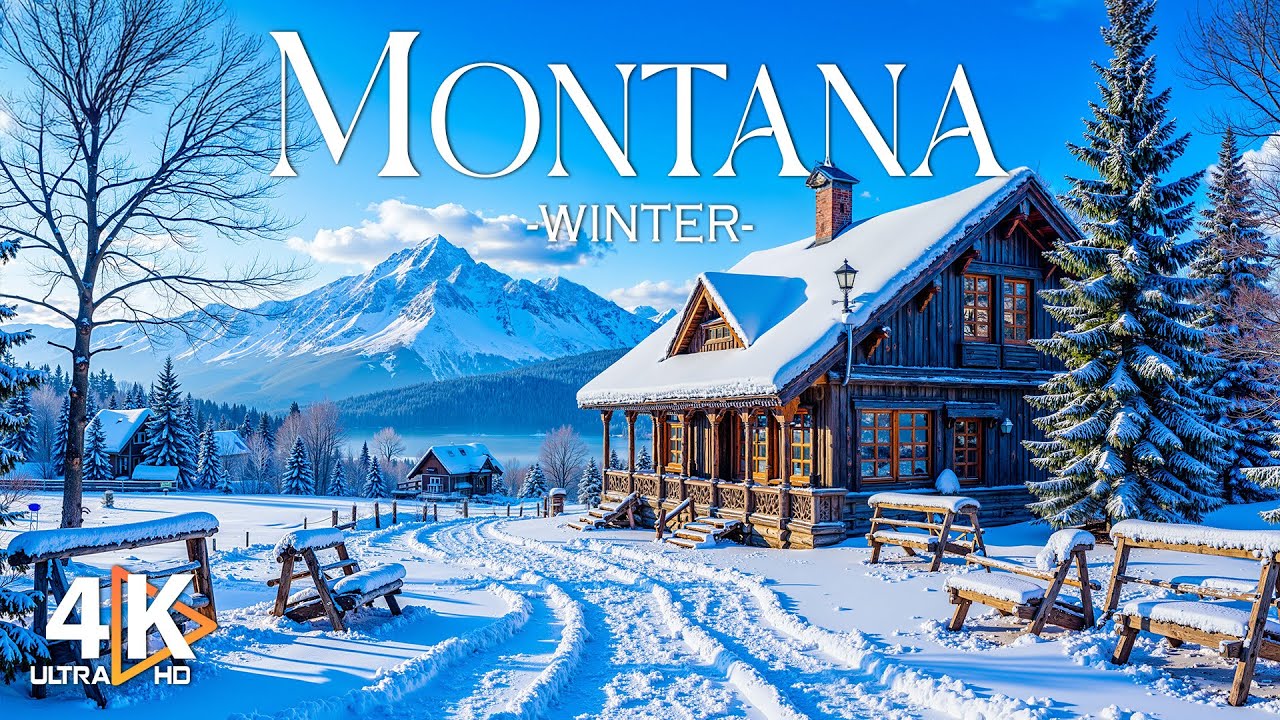 Winter Escape in Montana 4K UHD &ndash; Quiet Trails & Frozen Hills | Relaxing Piano Music