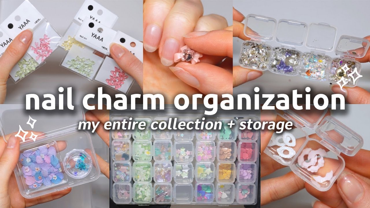 organize nail art charms with me (Temu, Taobao, Korea Nail Mall) 🌸 my collection + storage ideas