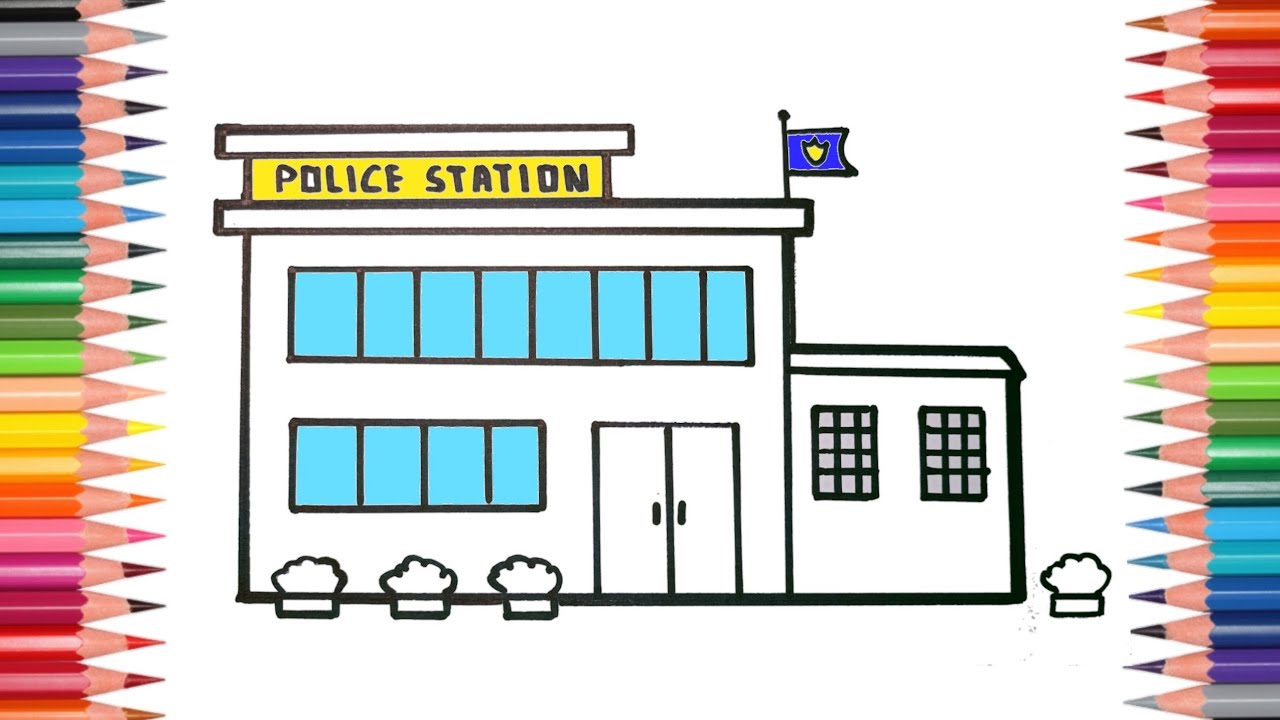 🎨Police Station Drawing Easy | Police Station Drawing Simple | How To Draw Police Station Easy