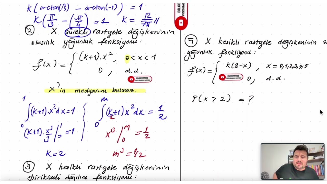 SAYMA VE OLASILIK - 14 / KESİKLİ VE SÜREKLİ DAĞILIM - YOĞUNLUK FONKSİYONU ÖRNEKLER / ÖABT