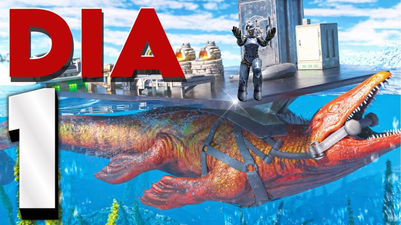 Como un SOLO de 10.203 Horas Construye una FORTALEZA en el MAR en un Mosasaurio en Ark PvP...