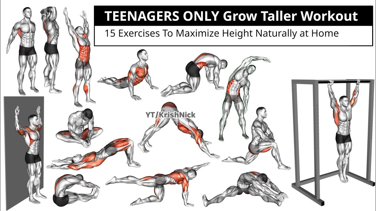 TEENAGERS ONLY Grow Taller Workout | 15 Exercises To Maximize Height Naturally at Home 🚀