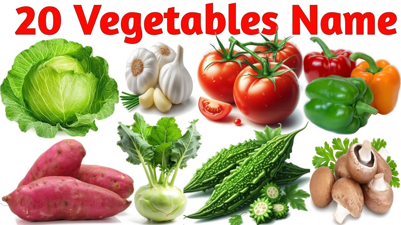 Learn 20 Vegetables Name in English | Amazing Vegetables Name & Picture for Kids | सब्जियों के नाम 