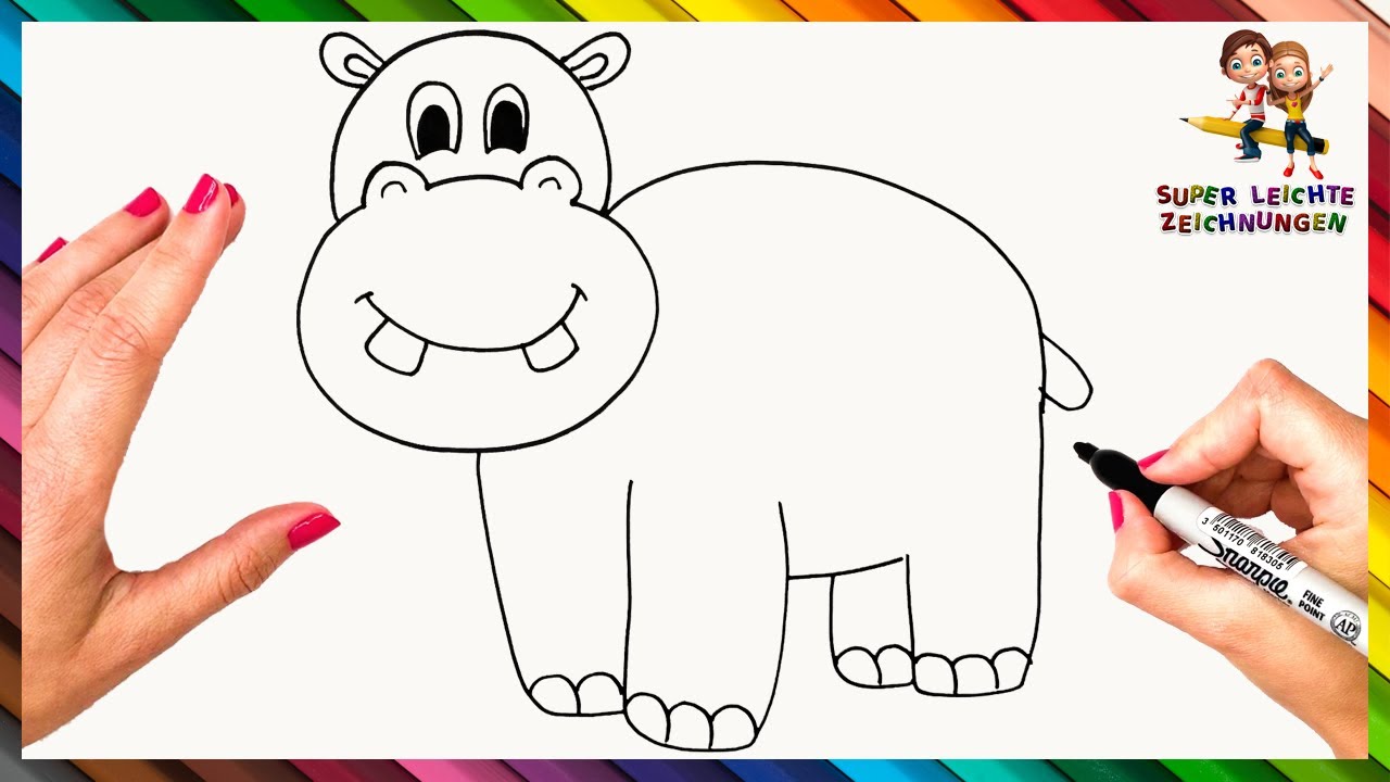 Wie Man Ein Nilpferd Zeichnet Schritt F&uuml;r Schritt 🦛 Nilpferd Zeichnen Leicht