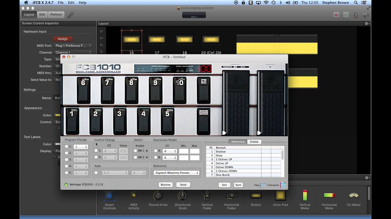 Mapping FCB1010 to Mainstage 3
