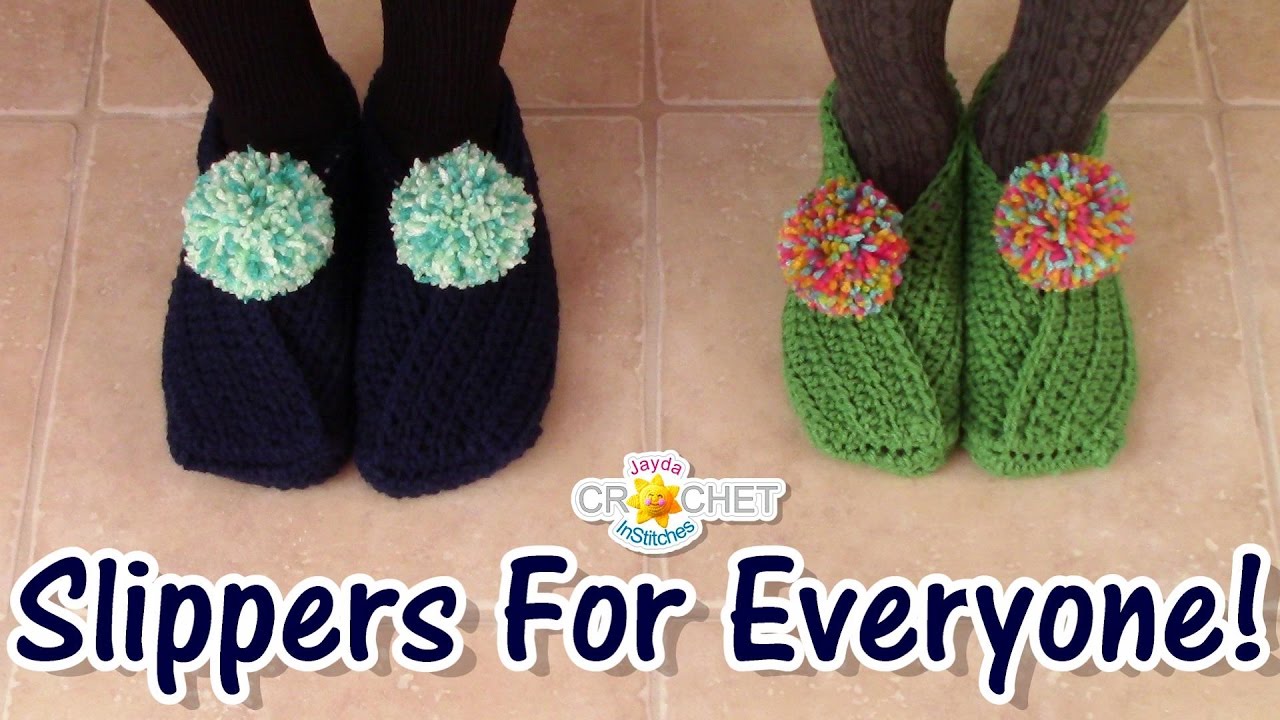 How To Crochet Easy Slippers For Anyone - Adult & Kid Sizes