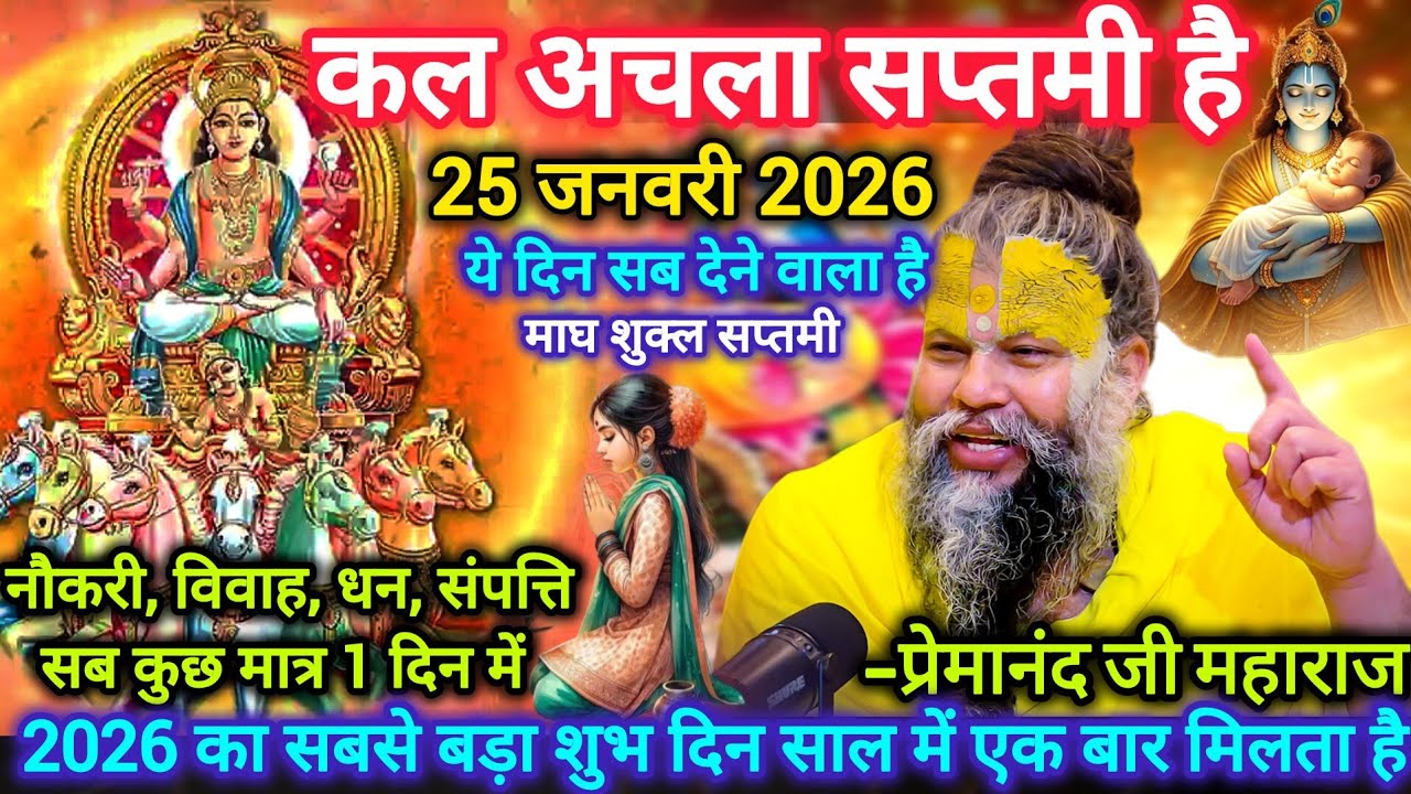 अचला सप्तमी 25 जनवरी 2026 | नौकरी, विवाह, धन-संपत्ति का महा उपाय | रथ सप्तमी | प्रेमानंद जी महाराज