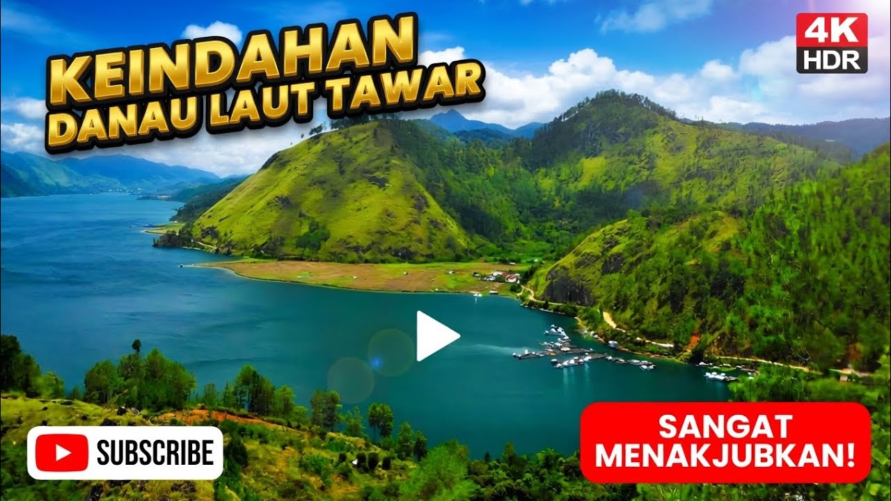 keindahan danau laut tawar camera drone