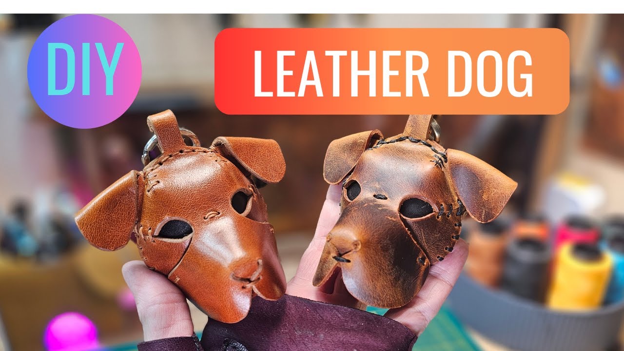 DIY Leather Dog/ Dog keychain: Step-by-Step Tutorial & Pattern #dogkeychain #diy #leathercraft