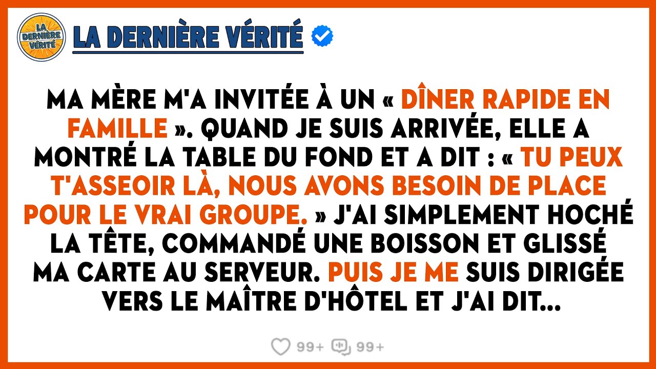 Ma Mère M'a Invitée À Un «Dîner Rapide En Famille». Quand Je Suis Arrivée, Elle A Montré La Table...