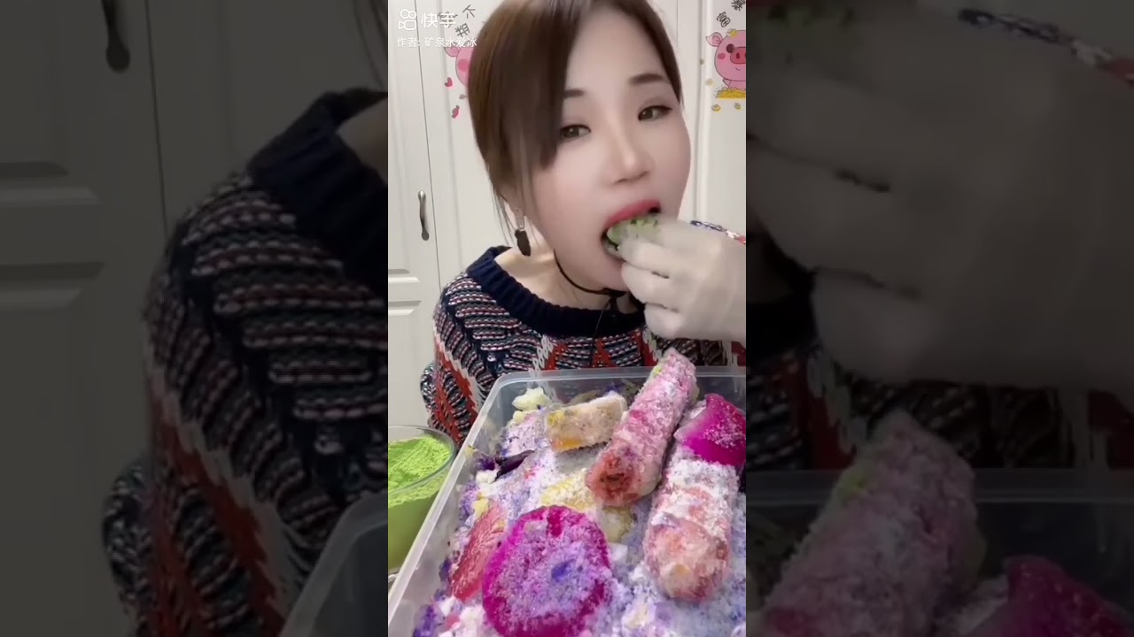 ASMR ICE PURPLE BALLS ICE REFROZEN ICE EATING