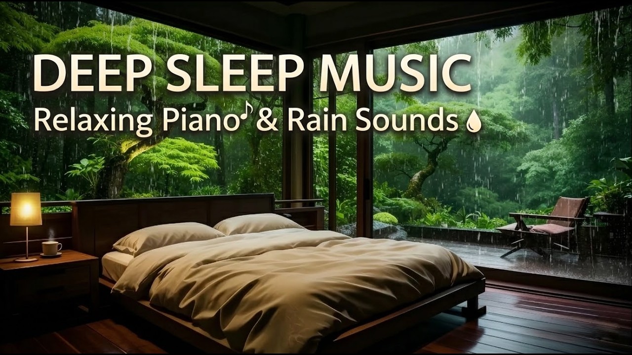 Deep Sleep Music : Relaxing Piano & Heavy Rain Sounds for Insomnia, Stress Relief & Healing