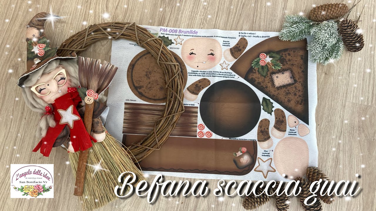 Befana in feltro con scopa