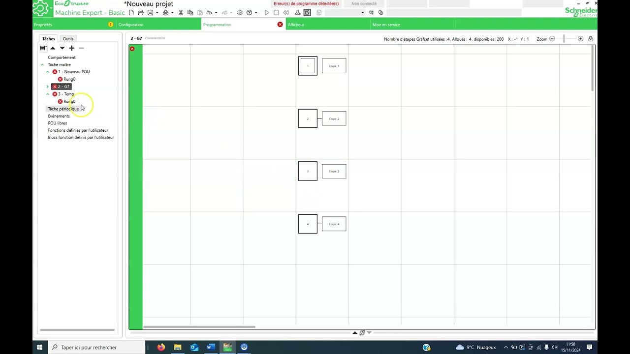 GRAFCET avec temporisation - Programmation Machine Expert Basic