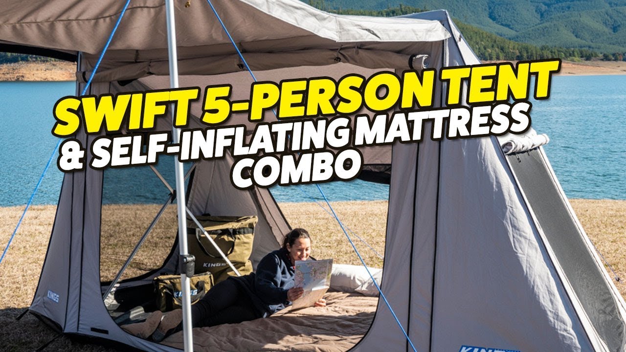 Adventure Kings Swift 5 Person Tent & Self-Inflating Mattress Combo