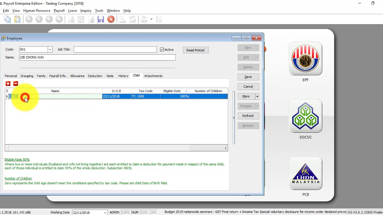 SQL Payroll Software Tutorial 010 Payroll Maintain Tax Category