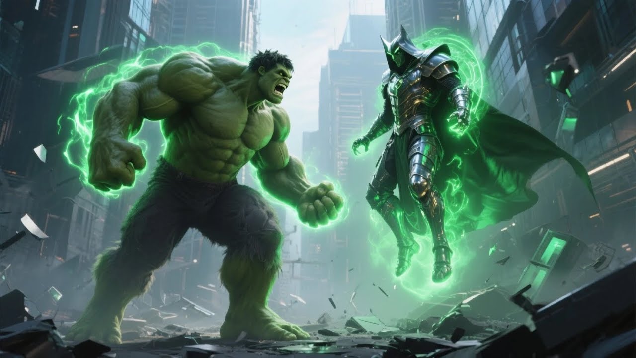Hulk vs Doctor Doom: The Ultimate Showdown of Power and Magic in a Shattered City of Chaos