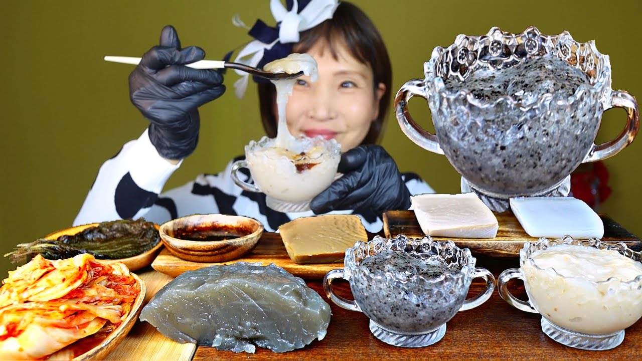 묵 잔치(메밀묵, 올갱이묵, 도토리묵, 고구마묵, 감자묵) 먹방 年糕吃播 モッパンASMR KOREA VEGETARIAN TRADITIONAL TTEOK MUKBANG