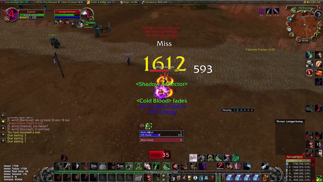 60 rogue duels vs T3 Warlock - WoW Classic PvP