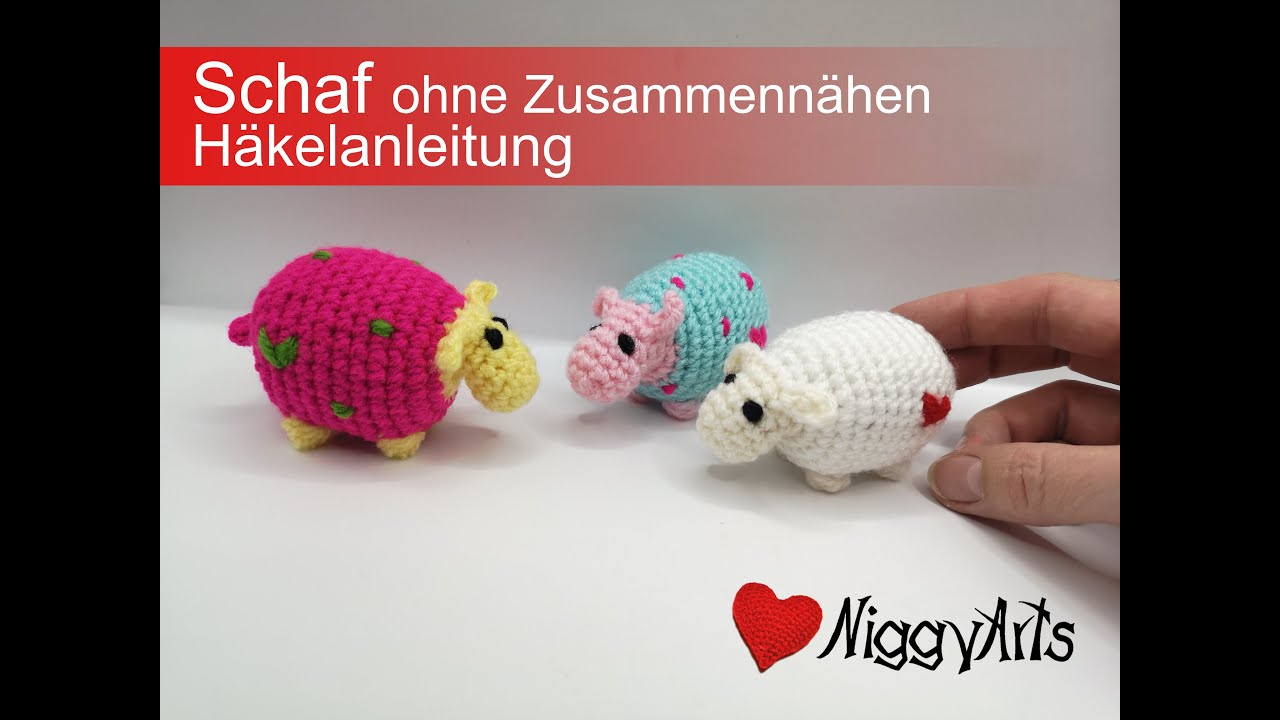Schaf - Häkelanleitung Amigurumi ohne Zusammennähen