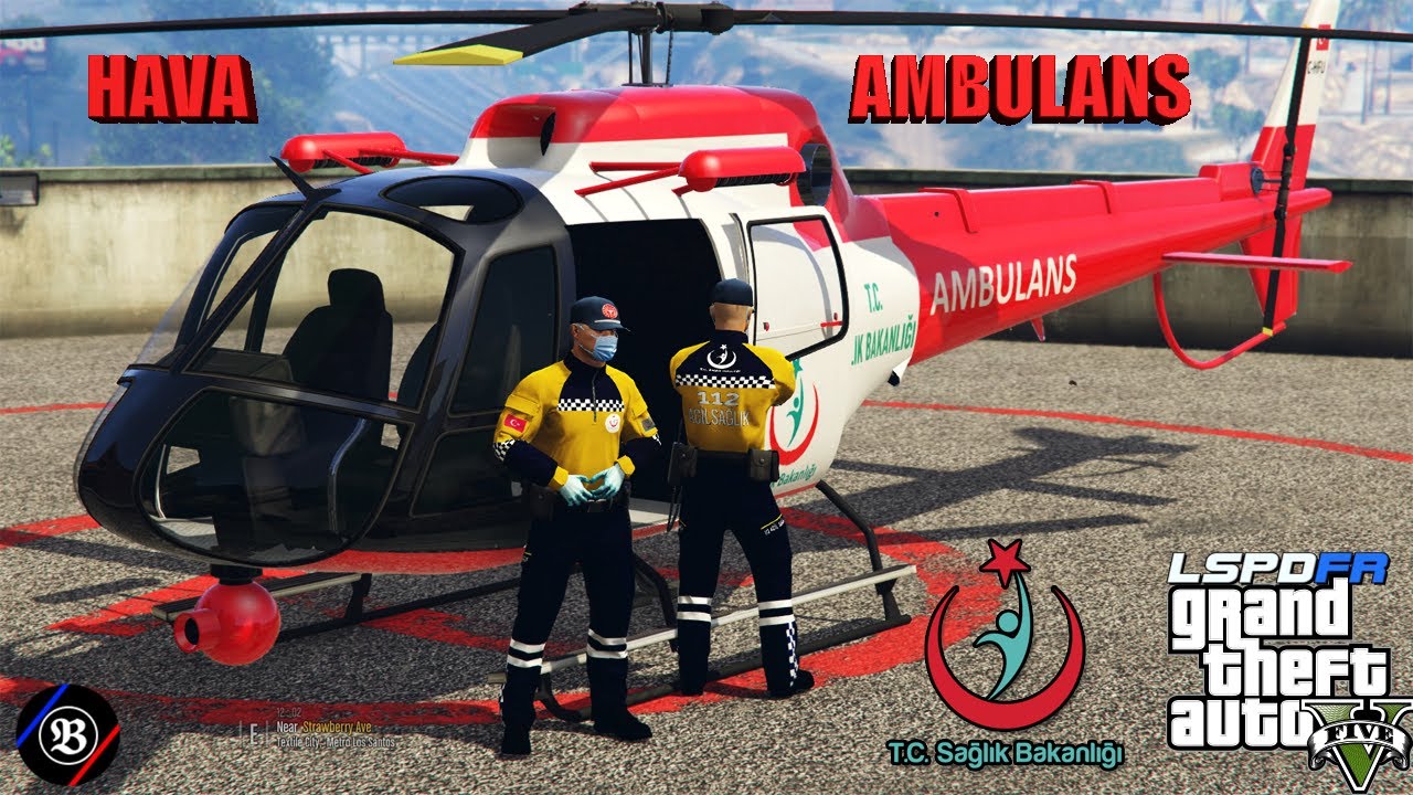 GTA 5 112 ACİL AMBULANS MODU-HAVA AMBULANSI -BERBER DE YANGIN ÇIKTI !-LSPDFR #7