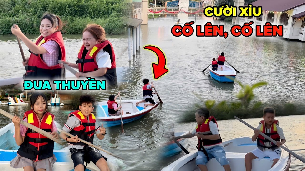 Cười Xỉu với m&agrave;n đua ch&egrave;o thuyền của mấy chị em T&iacute; Hon || B&eacute; Hạt Ti&ecirc;u