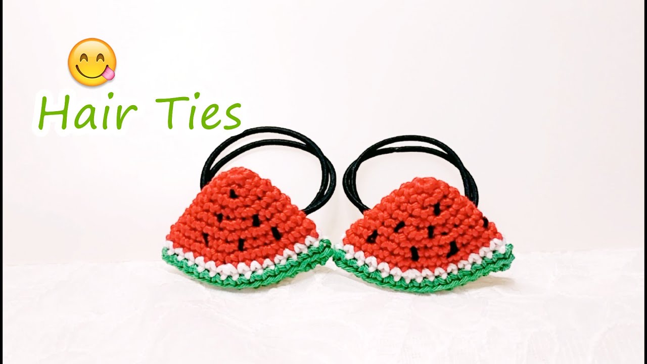 crochet watermelon Hair Ties