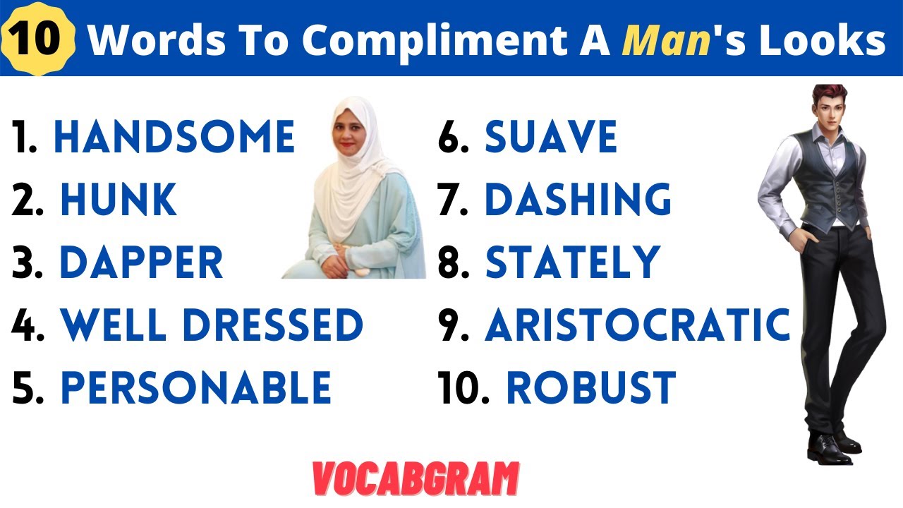 Compliment words - 10 English Words to Compliment A Man's Looks - English Speaking Practice