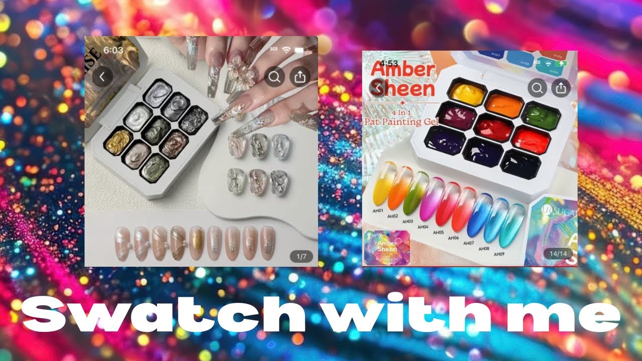 Набор блестящих гелевых пудр Maneki Solid Gel Powder и набор блестящих патчей UR SUGAR Amber Shee...