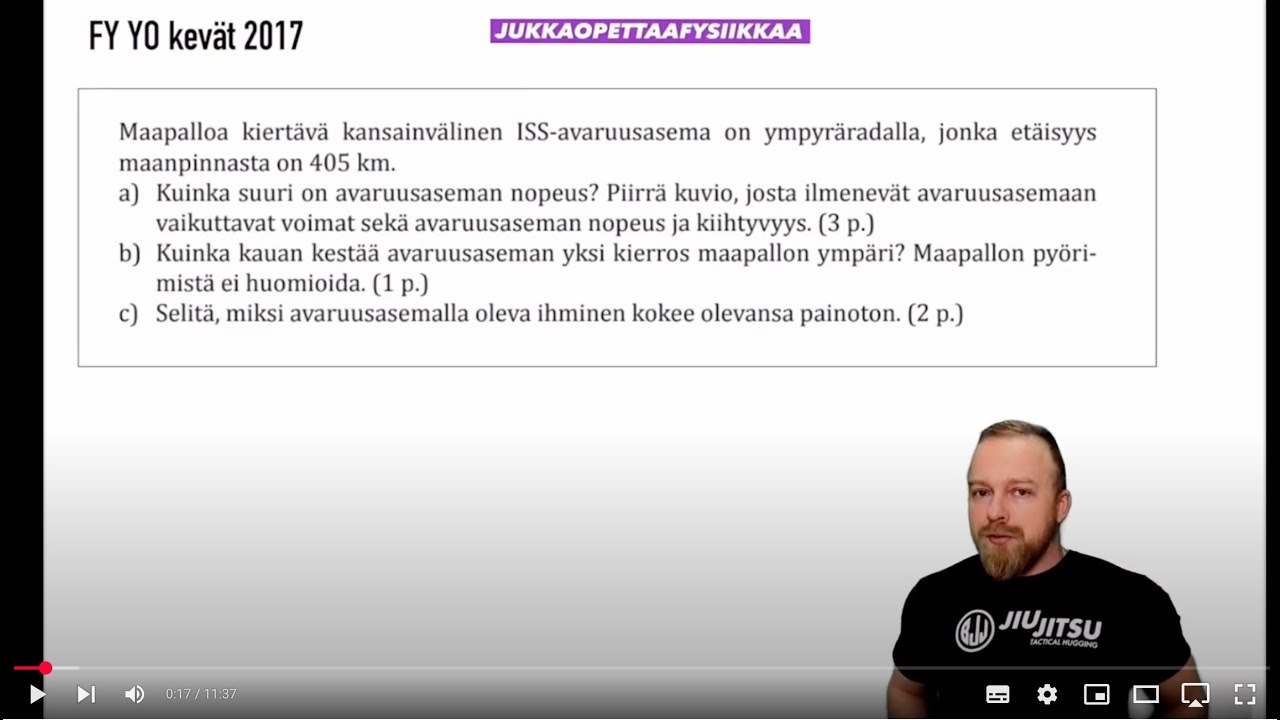 ⭐️ Fysiikan YO-tehtävä: Avaruusaseman liikeyhtälö (K2017 t.10)