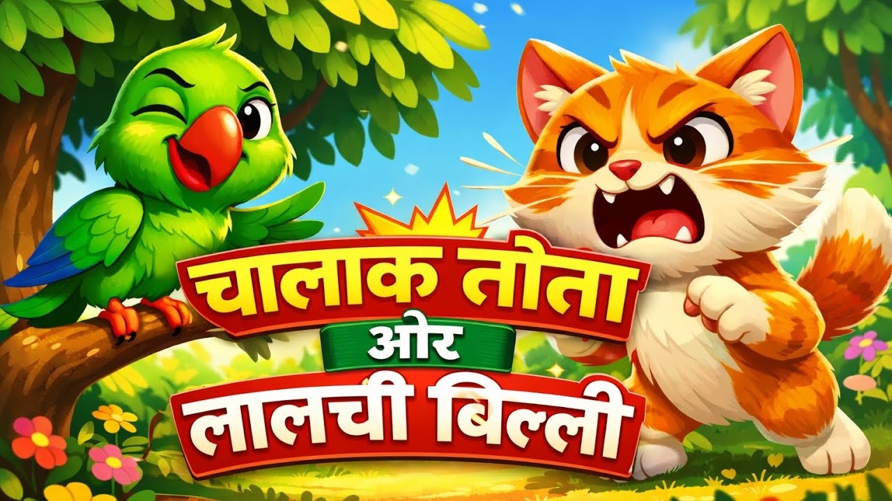 चालाक तोता और लालची बिल्ली 🐦🐱 | Hindi Moral Story for Kids | Kids Cartoon Kahani